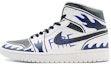 Buy 【訂製球鞋】 Jordan Air Jordan 1 Mid 白色 漸變火焰 手繪彩繪 中幫 復古籃球鞋 男款 白藍黑