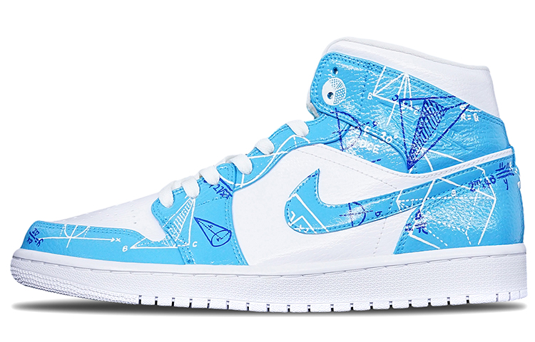 Buy [カスタムシューズ] エアジョーダン1ミッド '卒業 マス 数学 グラフィティ' 554724-130(TeamT-毕业季男款数学公式)