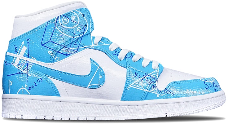 【定製球鞋】 Jordan Air Jordan 1 Mid 畢業季主題定製 數學公式 另類塗鴉卡通 中幫 籃球鞋 男款 北卡藍 Order 【定製球鞋】 Jordan Air Jordan 1 Mid 畢業季主題定製 數學公式 另類塗鴉卡通 中幫 籃球鞋 男款 北卡藍
