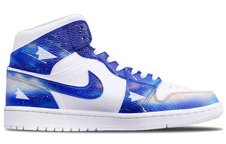 Order 【定制球鞋】Jordan Air Jordan 1 Mid 畢業季主題定制 紙飛機 浪漫小清新卡通 中幫 復古籃球鞋 男款 漸變皇家藍