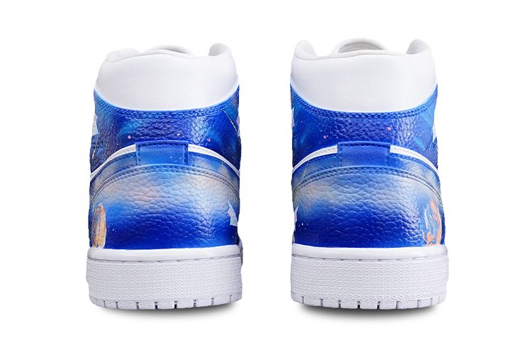 Shop 【定制球鞋】Jordan Air Jordan 1 Mid 畢業季主題定制 紙飛機 浪漫小清新卡通 中幫 復古籃球鞋 男款 漸變皇家藍