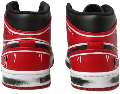 【定製球鞋】Jordan Air Jordan 1 Mid OKHR 熱血青春系列 塗鴉 動漫 11號 低幫 復古籃球鞋 男款 黑紅 Purchase 【定製球鞋】Jordan Air Jordan 1 Mid OKHR 熱血青春系列 塗鴉 動漫 11號 低幫 復古籃球鞋 男款 黑紅