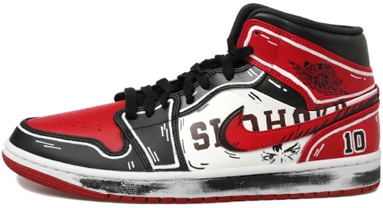 【定制球鞋】 Jordan Air Jordan 1 Mid OKHR 熱血青春系列 塗鴉 10號 中幫 復古籃球鞋 男款 黑紅 Order 【定制球鞋】 Jordan Air Jordan 1 Mid OKHR 熱血青春系列 塗鴉 10號 中幫 復古籃球鞋 男款 黑紅