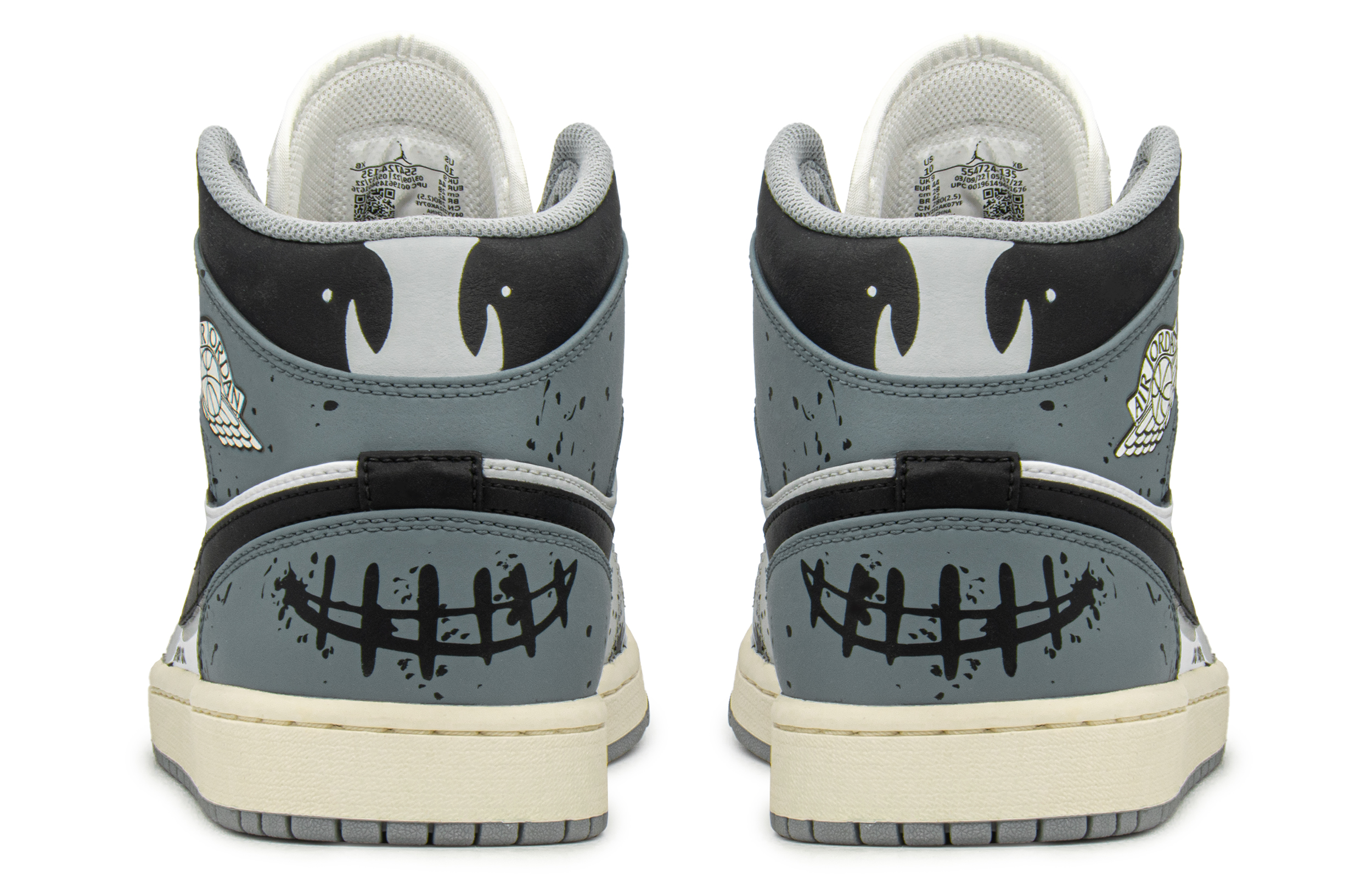 Shop 커스텀 에어 조던 1 미드 '스마일 악마 회파' 554724-135(TeamA-AJ涂鸦恶魔)