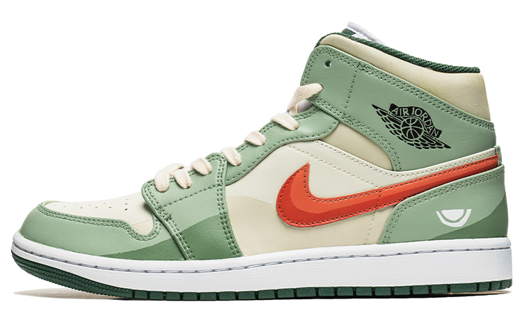 Buy 【定制鞋款】Air Jordan 1 Mid '涂鸦浅绿-红色' 554724-371(Team22-男款涂鸦红绿A-BOX)