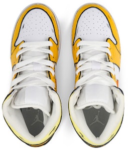 【定製球鞋】 Jordan Air Jordan 1 Mid 塗鴉寶可夢 中幫 復古籃球鞋 GS 黃白 Shop 【定製球鞋】 Jordan Air Jordan 1 Mid 塗鴉寶可夢 中幫 復古籃球鞋 GS 黃白