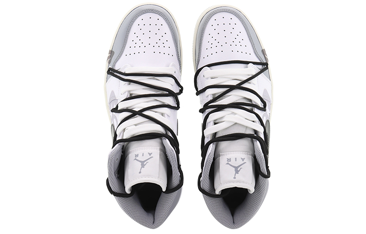 Shop 【訂製球鞋】 Jordan Air Jordan 1 Mid 潮流塗鴉 方向感 人生牽引 氧化中底 潮流 防滑耐磨 中幫 復古籃球鞋 男款 白灰