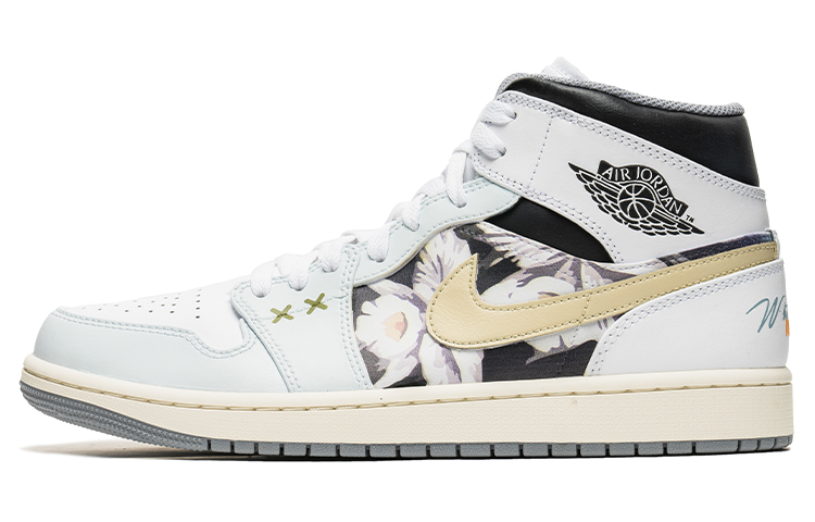 Buy [Sepatu Khusus] Air Jordan 1 Mid 'Abu-Putih Bangau Bunga Aster Kecil' 554724-135(TeamB-情人节男款灰白)