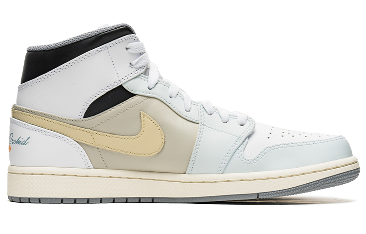 Order [Sepatu Khusus] Air Jordan 1 Mid 'Abu-Putih Bangau Bunga Aster Kecil' 554724-135(TeamB-情人节男款灰白)