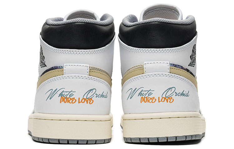 Shop [Sepatu Khusus] Air Jordan 1 Mid 'Abu-Putih Bangau Bunga Aster Kecil' 554724-135(TeamB-情人节男款灰白)