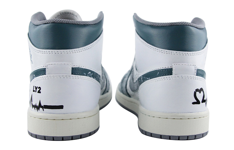 Details for [Sepatu Custom] Air Jordan 1 Mid 'Hijau Biru Putih' 554724-135(Team39-AMY40绿蓝白)