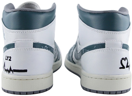 커스텀 에어 조던 1 미드 '녹색 파랑 흰색' (58 characters) 554724-135(Team39-AMY40绿蓝白) Details for 커스텀 에어 조던 1 미드 '녹색 파랑 흰색' (58 characters) 554724-135(Team39-AMY40绿蓝白)