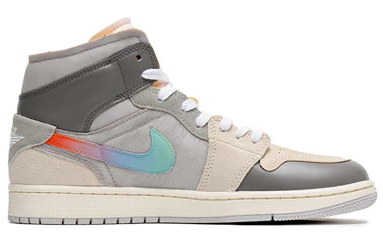 Order [カスタムシューズ] エアジョーダン1ミッド 'グレー ブルー グラフィティ' DM9652-100(TeamB-男款ow风灰蓝)