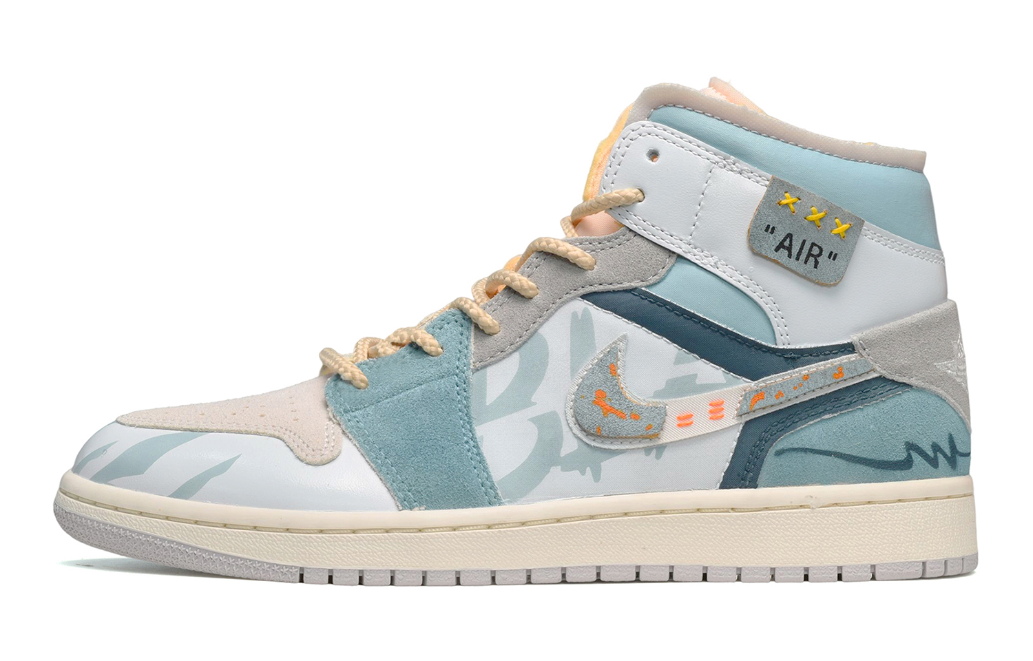 Buy 【訂製球鞋】 Jordan Air Jordan 1 Mid CUS DESIGN 陰影 中幫 復古籃球鞋 GS 灰藍