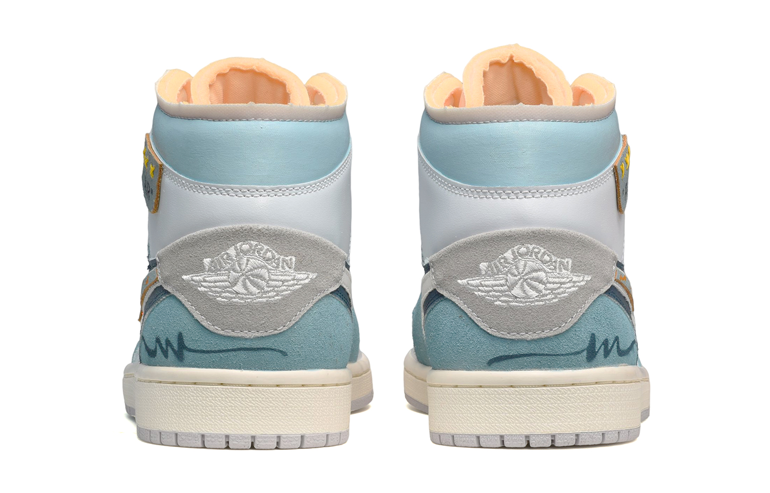 Shop 【訂製球鞋】 Jordan Air Jordan 1 Mid CUS DESIGN 陰影 中幫 復古籃球鞋 GS 灰藍