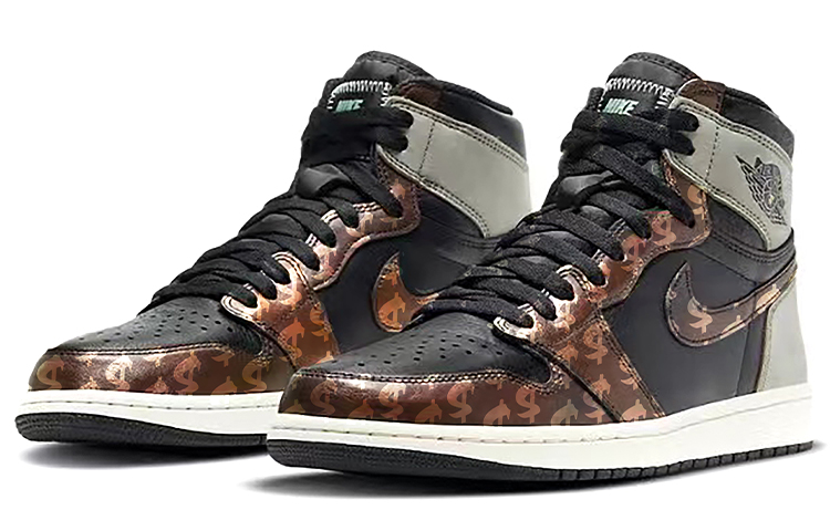 Lookbook 에어 조던 1 미드 '회갈색 반다나' (커스텀) 555088-033(Team-E金钱符号丝巾灰棕)