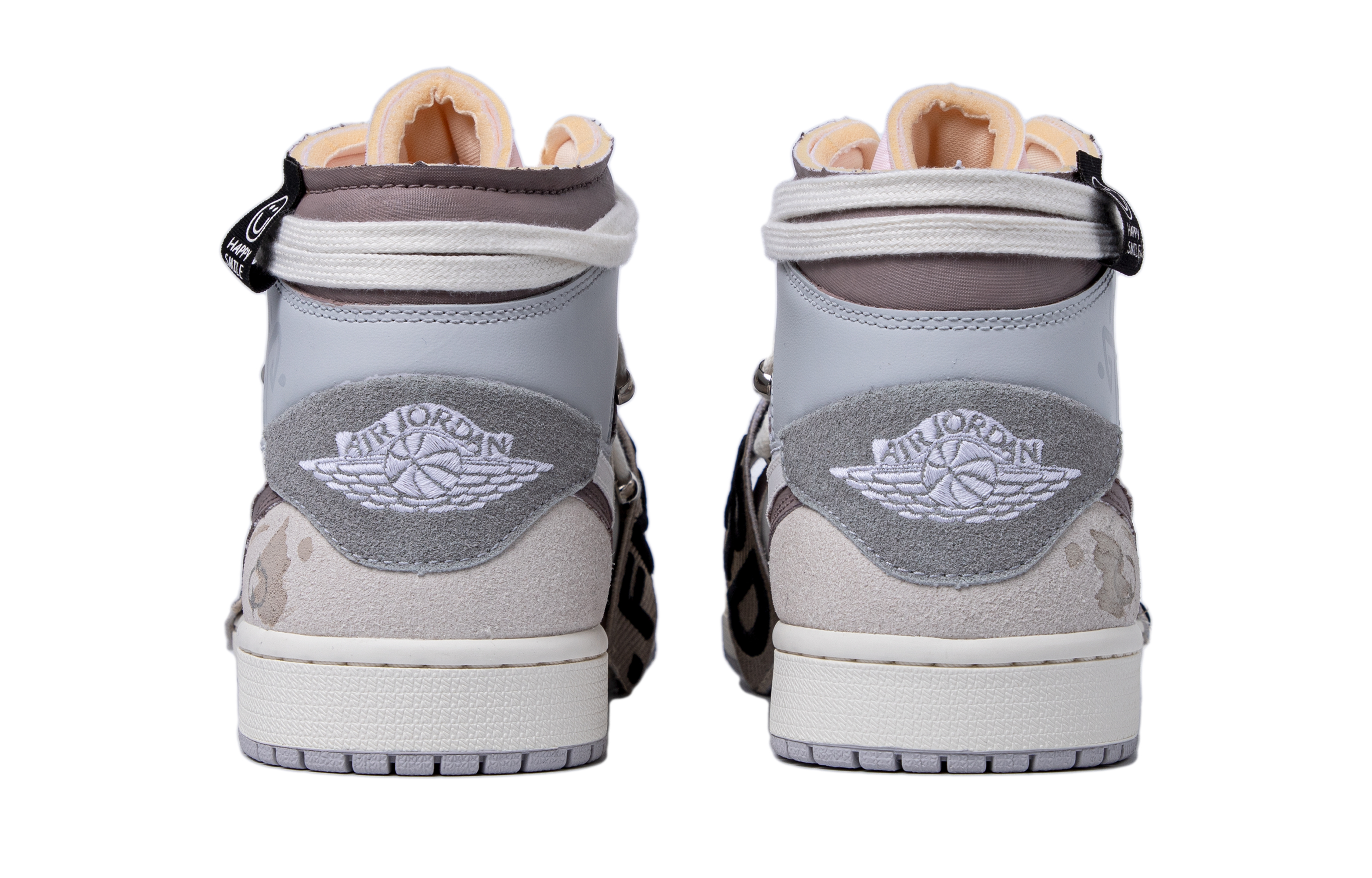 Shop カスタムAJ1ミッド グレーピンクスマイリー落書き DM9652-100(TeamM-男款笑脸涂鸦S-BOX)