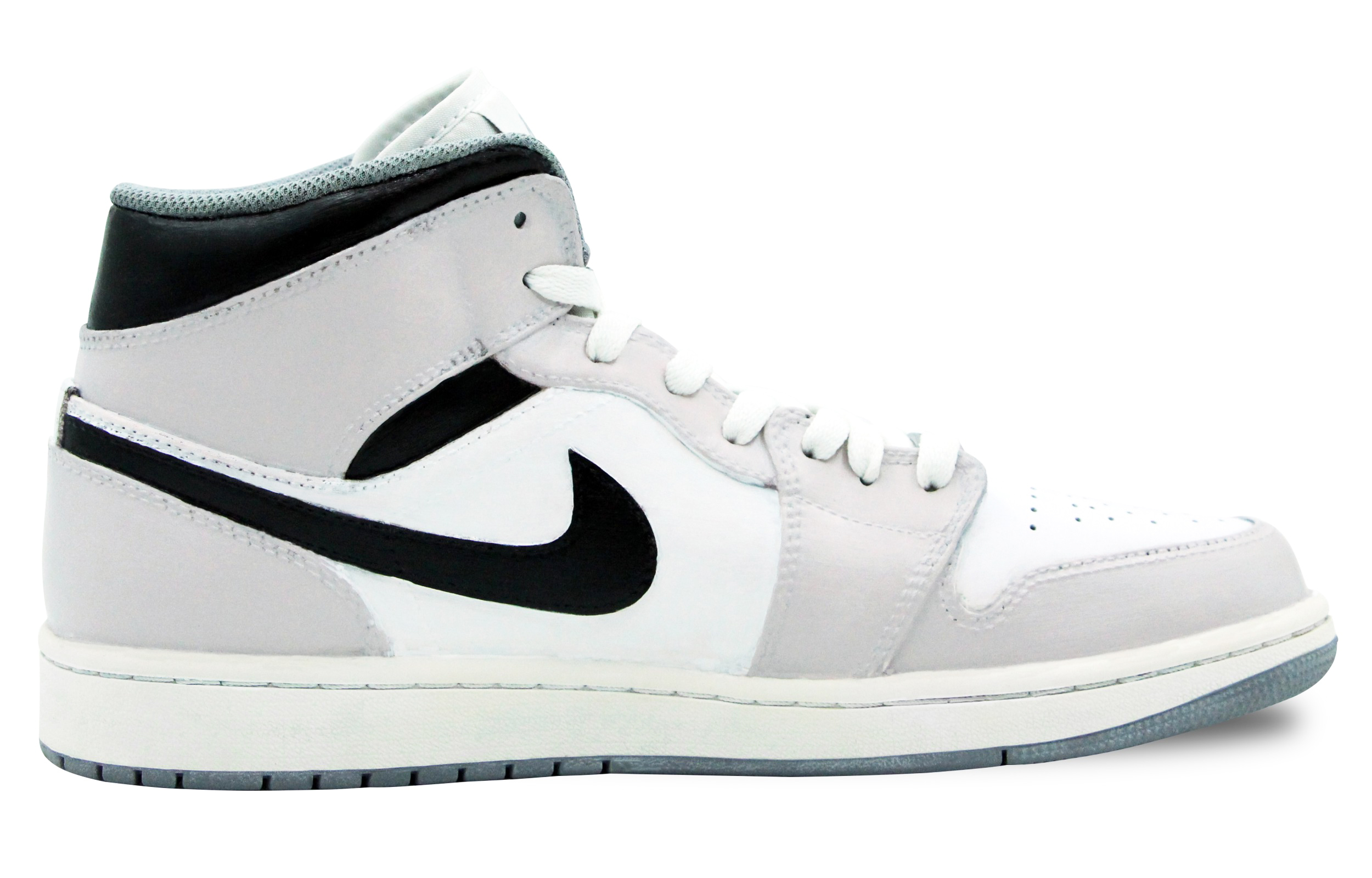 Order [Kasut Custom] Air Jordan 1 Mid 'Kelabu Putih' 554724-135(Team39-AMY89废土)