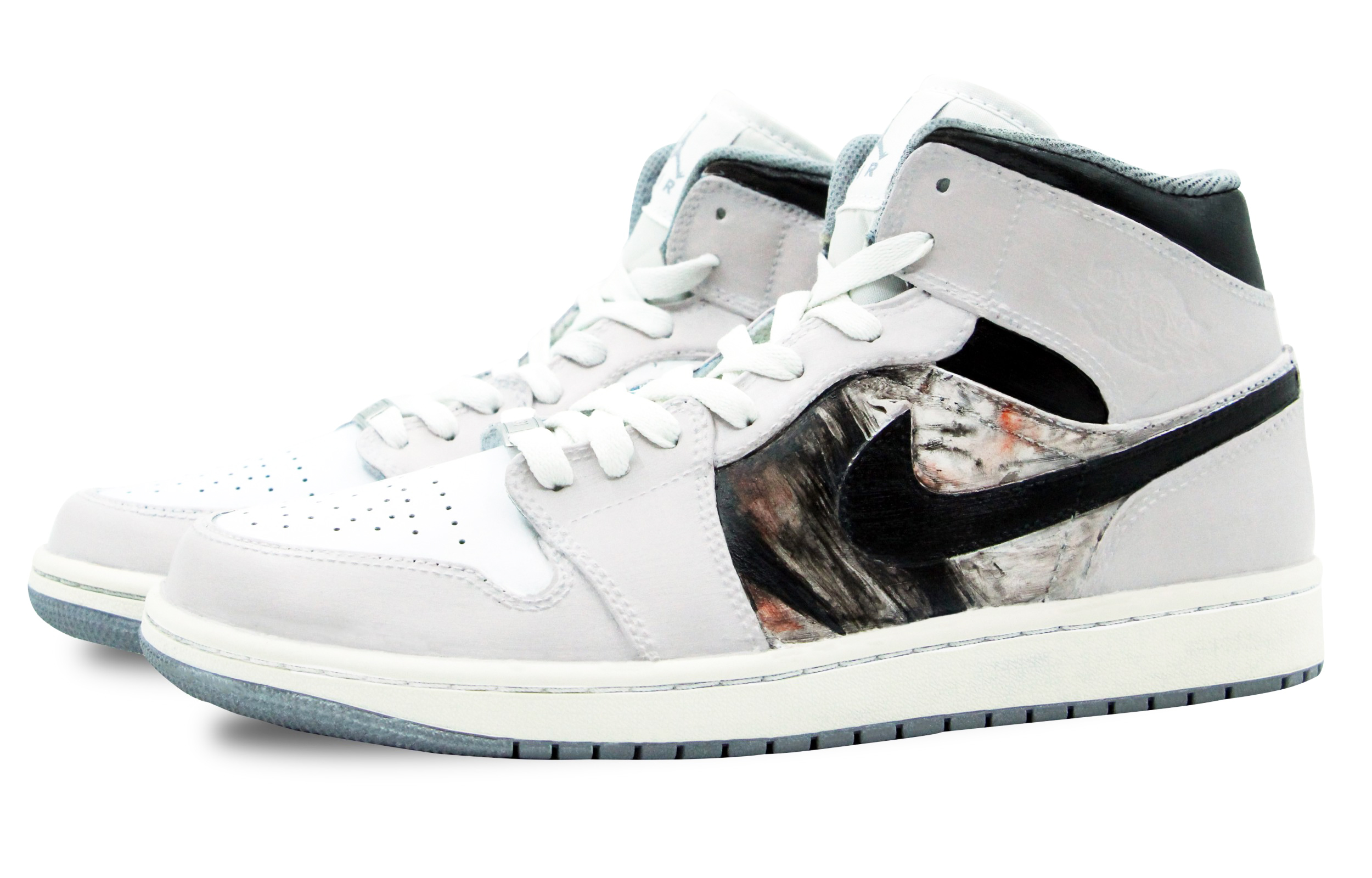 Lookbook [Kasut Custom] Air Jordan 1 Mid 'Kelabu Putih' 554724-135(Team39-AMY89废土)