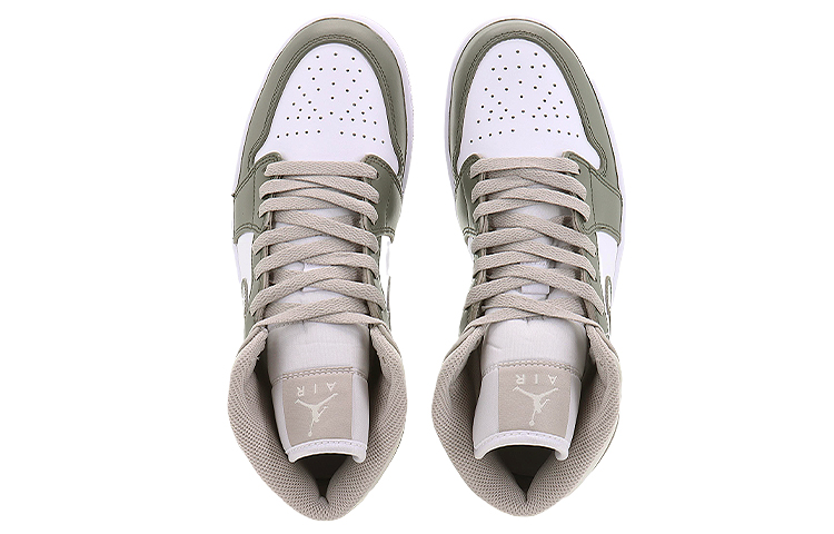 Shop [Kasut Custom] Air Jordan 1 Mid 'Kelabu Putih' 554724-082(Team10-商品标签）