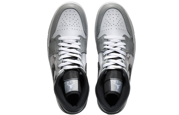 Shop 【定制球鞋】Jordan Air Jordan 1 Mid 簡約百搭 可愛復古出遊 復古籃球鞋 男款 灰白黑