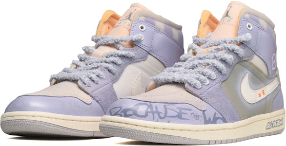 【定制球鞋】 Jordan Air Jordan 1 Mid CUS DESIGN 復古高街 塗鴉字母 中幫 復古籃球鞋 男款 灰白紫 Lookbook 【定制球鞋】 Jordan Air Jordan 1 Mid CUS DESIGN 復古高街 塗鴉字母 中幫 復古籃球鞋 男款 灰白紫