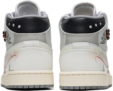 【客製球鞋】Jordan Air Jordan 1 Mid 紅線 新中式 鱗紋 特殊配飾 中筒 復古籃球鞋 男款 灰白 Shop 【客製球鞋】Jordan Air Jordan 1 Mid 紅線 新中式 鱗紋 特殊配飾 中筒 復古籃球鞋 男款 灰白