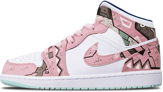 【定制球鞋】Jordan Air Jordan 1 Mid 損壞鋼彈三角機械賽博朋克風 限量特殊鞋盒 復古籃球鞋 GS 藕白 Buy 【定制球鞋】Jordan Air Jordan 1 Mid 損壞鋼彈三角機械賽博朋克風 限量特殊鞋盒 復古籃球鞋 GS 藕白