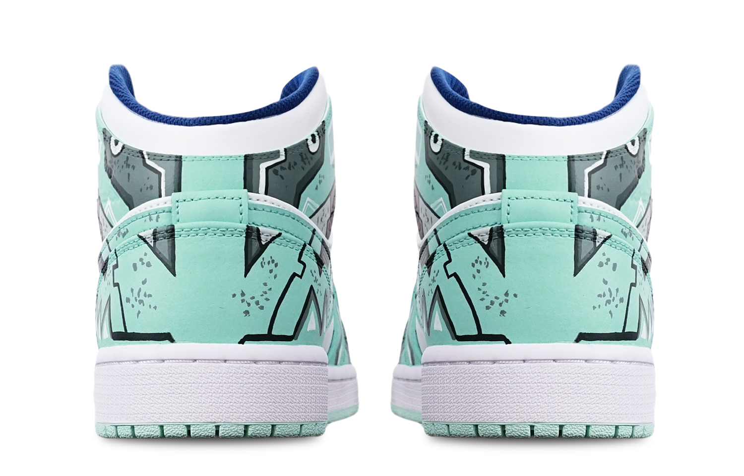 Shop [Kasut Custom] Air Jordan 1 Mid 'Gundam Cyberpunk Hijau Putih' 554725-413(TeamT-三角绿白女S-BOX)