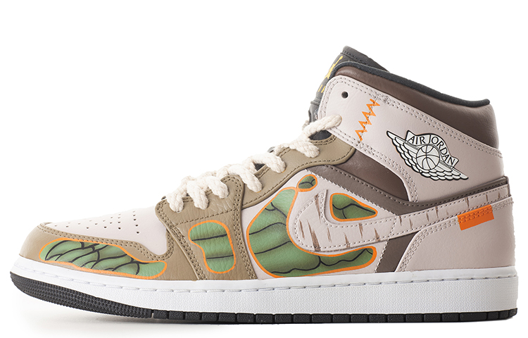Buy 【客製化球鞋】Jordan Air Jordan 1 Mid FZBB 萬聖節 解構 透視骨骼 二次元手縫線 Vibe風做舊 中幫 復古籃球鞋 男款 黑白橙