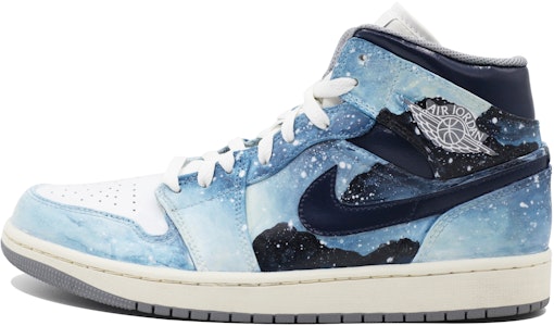 【客製球鞋】 Jordan Air Jordan 1 手繪星辰 藝術潮流 舒適 耐磨 中筒 復古藍色籃球鞋 男款 藍白 Buy 【客製球鞋】 Jordan Air Jordan 1 手繪星辰 藝術潮流 舒適 耐磨 中筒 復古藍色籃球鞋 男款 藍白