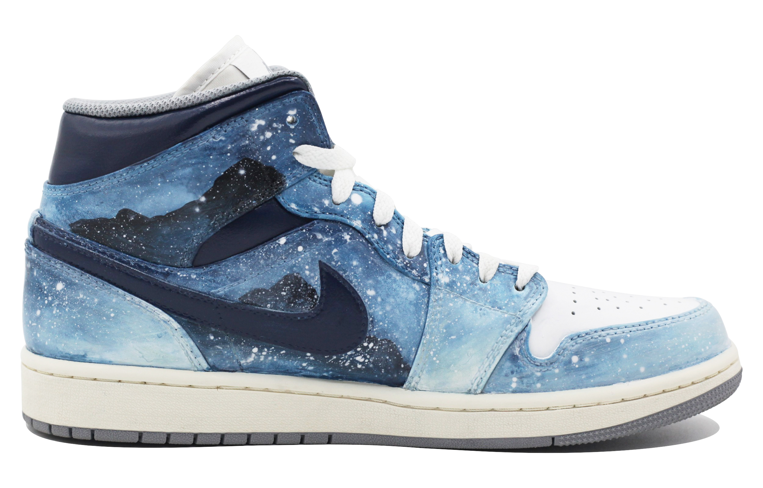 Order 【客製球鞋】 Jordan Air Jordan 1 手繪星辰 藝術潮流 舒適 耐磨 中筒 復古藍色籃球鞋 男款 藍白