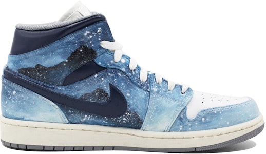 【客製球鞋】 Jordan Air Jordan 1 手繪星辰 藝術潮流 舒適 耐磨 中筒 復古藍色籃球鞋 男款 藍白 Order 【客製球鞋】 Jordan Air Jordan 1 手繪星辰 藝術潮流 舒適 耐磨 中筒 復古藍色籃球鞋 男款 藍白