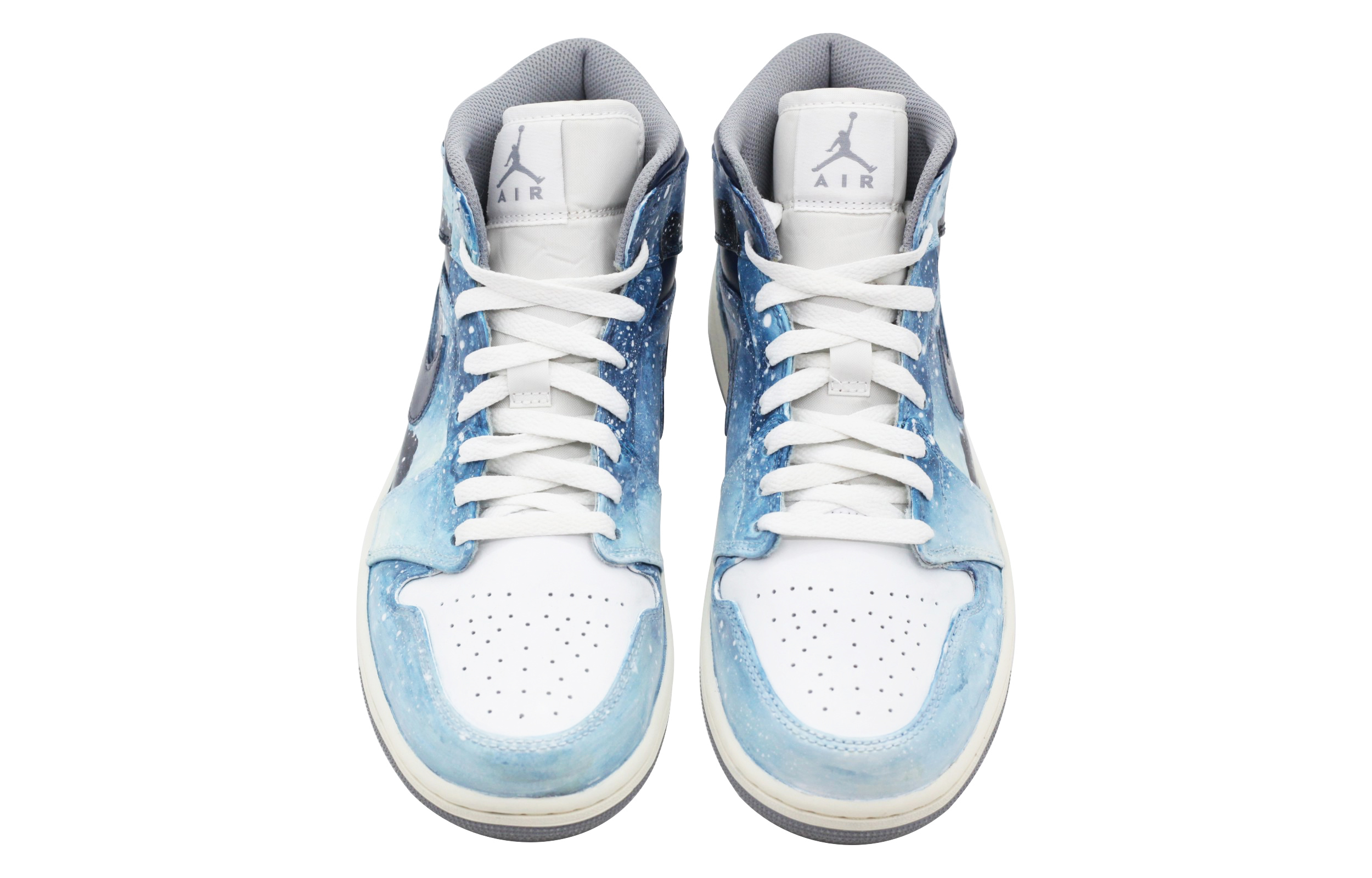 Shop 【客製球鞋】 Jordan Air Jordan 1 手繪星辰 藝術潮流 舒適 耐磨 中筒 復古藍色籃球鞋 男款 藍白