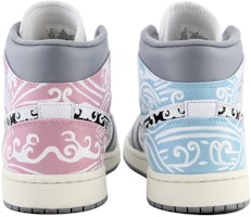 【定制球鞋】Jordan Air Jordan 1 Mid 手繪蘭花 雲錦 中國風 鴛鴦 中幫 復古籃球鞋 男款 灰白 Details for 【定制球鞋】Jordan Air Jordan 1 Mid 手繪蘭花 雲錦 中國風 鴛鴦 中幫 復古籃球鞋 男款 灰白