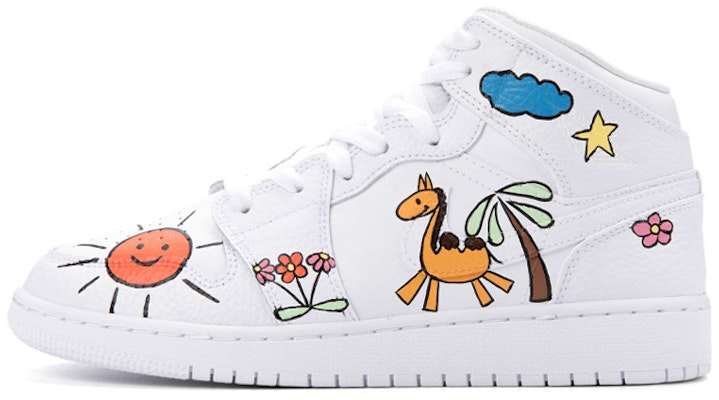 カスタムシューズ:エアジョーダン1ミッド「手描きホワイトレッドオレンジブルー」 554725-130(Team18-AJ女款出游涂鸦) Buy カスタムシューズ:エアジョーダン1ミッド「手描きホワイトレッドオレンジブルー」 554725-130(Team18-AJ女款出游涂鸦)