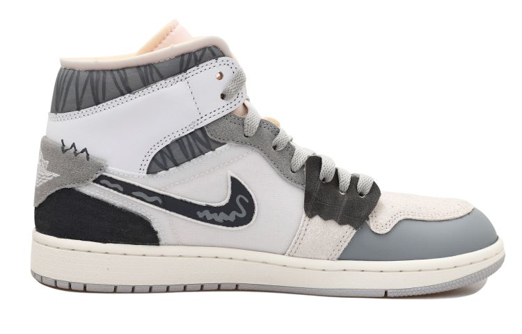 Lookbook 【定制球鞋】Jordan Air Jordan 1 Mid OKHR 高街深棕 贴布 做舊 字體 十字 山丘 中幫 復古籃球鞋 男款 黑白灰