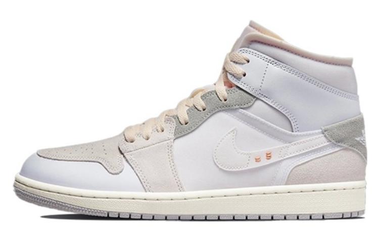 Cheap 【定制球鞋】Jordan Air Jordan 1 Mid OKHR 高街深棕 贴布 做舊 字體 十字 山丘 中幫 復古籃球鞋 男款 黑白灰