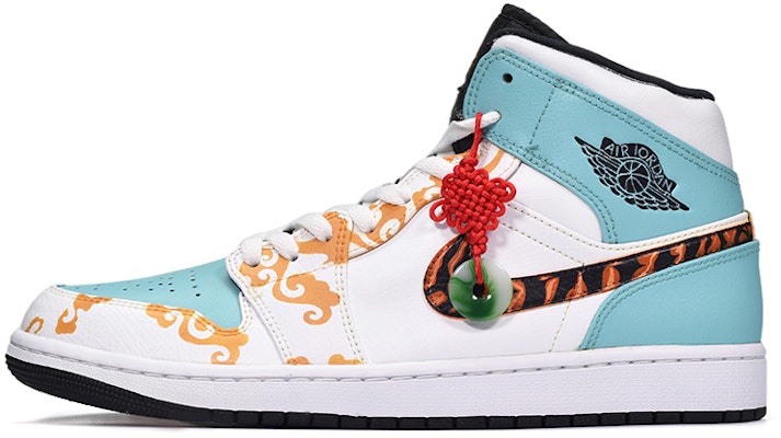 【定制球鞋】 Jordan Air Jordan 1 Mid 家鄉的中國年 翔雲溫玉 中幫 復古籃球鞋 男款 藍白 Order 【定制球鞋】 Jordan Air Jordan 1 Mid 家鄉的中國年 翔雲溫玉 中幫 復古籃球鞋 男款 藍白