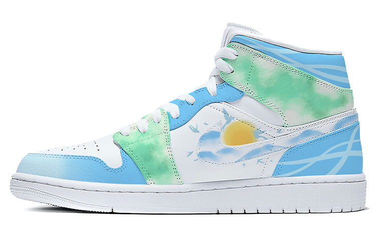 Buy カスタムAJ1ミッド「黄梅戲青白」 554724-129（Team-E--男款黄梅戏喷绘蓝白）