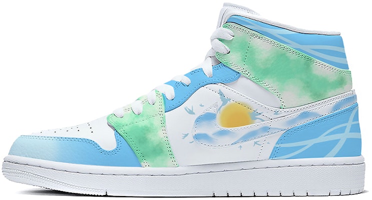 カスタムAJ1ミッド「黄梅戲青白」 554724-129(Team-E--男款黄梅戏喷绘蓝白) Buy カスタムAJ1ミッド「黄梅戲青白」 554724-129(Team-E--男款黄梅戏喷绘蓝白)