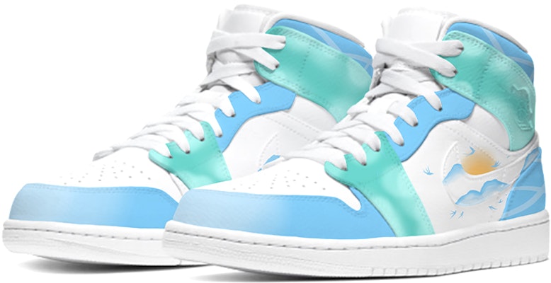 カスタムAJ1ミッド「黄梅戲青白」 554724-129(Team-E--男款黄梅戏喷绘蓝白) Lookbook カスタムAJ1ミッド「黄梅戲青白」 554724-129(Team-E--男款黄梅戏喷绘蓝白)