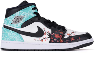 Order 【定制球鞋】Jordan Air Jordan 1 mid “hyper royal” 皮革 手繪梅花 雲錦 中國風 鴛鴦 減震防滑耐磨 中幫 復古籃球鞋 男款 黑白