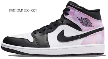 Details for 【定制球鞋】Jordan Air Jordan 1 mid “hyper royal” 皮革 手繪梅花 雲錦 中國風 鴛鴦 減震防滑耐磨 中幫 復古籃球鞋 男款 黑白