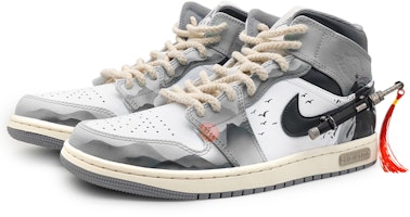 カスタムAJ1ミッド "墨黒白" (Kasutamu AJ1 Middo "Sumi Kuro Shiro") 554724-135(Team16-男款侠客江湖灰2.0) Lookbook カスタムAJ1ミッド "墨黒白" (Kasutamu AJ1 Middo "Sumi Kuro Shiro") 554724-135(Team16-男款侠客江湖灰2.0)