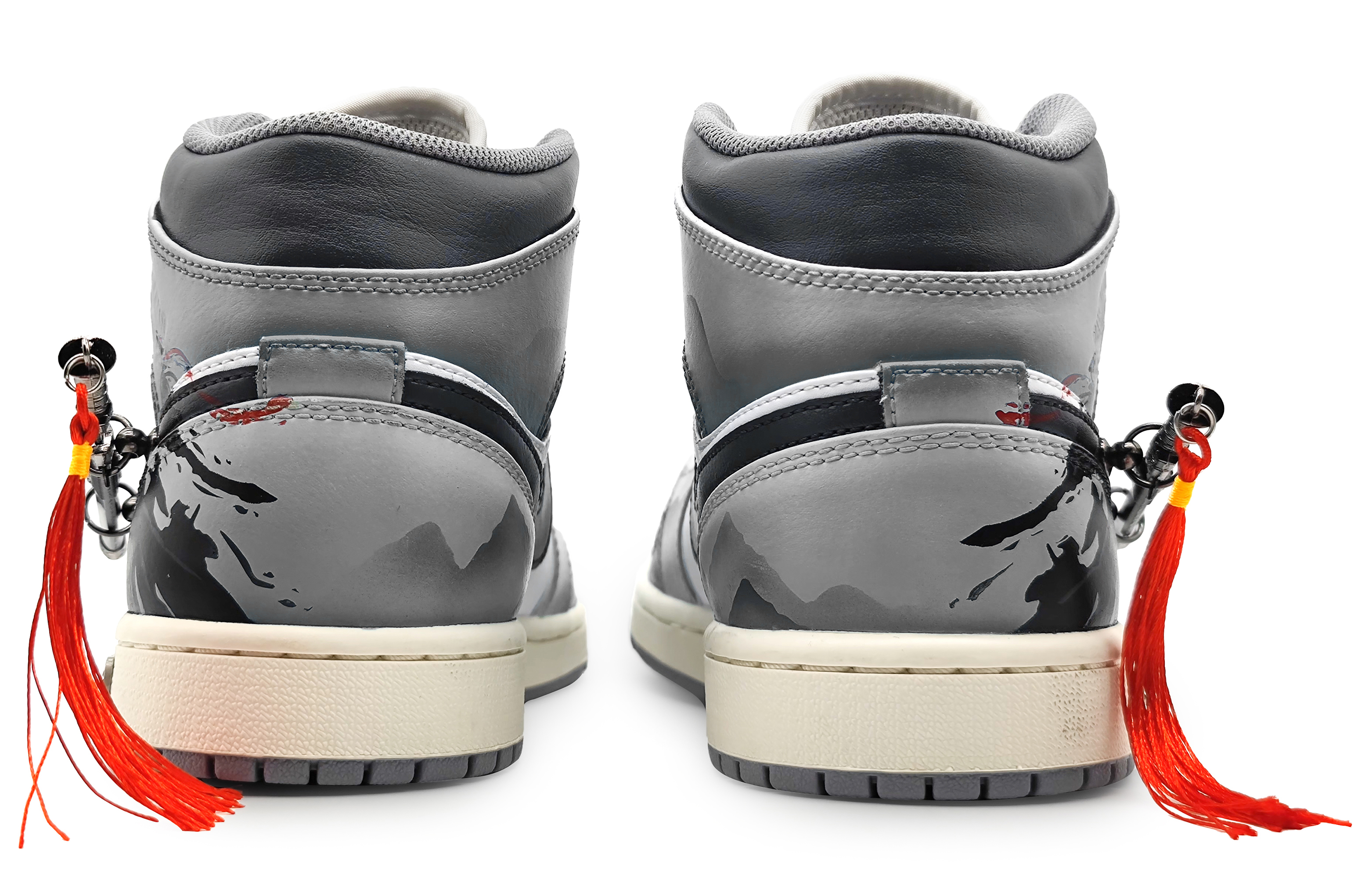 Purchase [Zapatillas Personalizadas] Air Jordan 1 Mid 'Tinta Negro y Blanco' 554724-135(Team16-男款侠客江湖灰2.0)