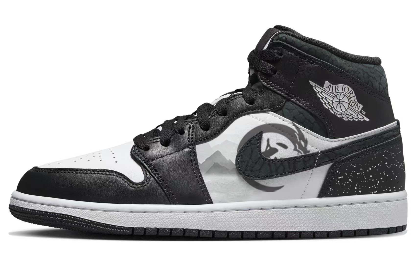 Buy 커스텀 에어 조던 1 미드 '잉크 용' (Custom 에어 조던1 미드 '잉크룡') FB9911-001(Team56-水墨龙)