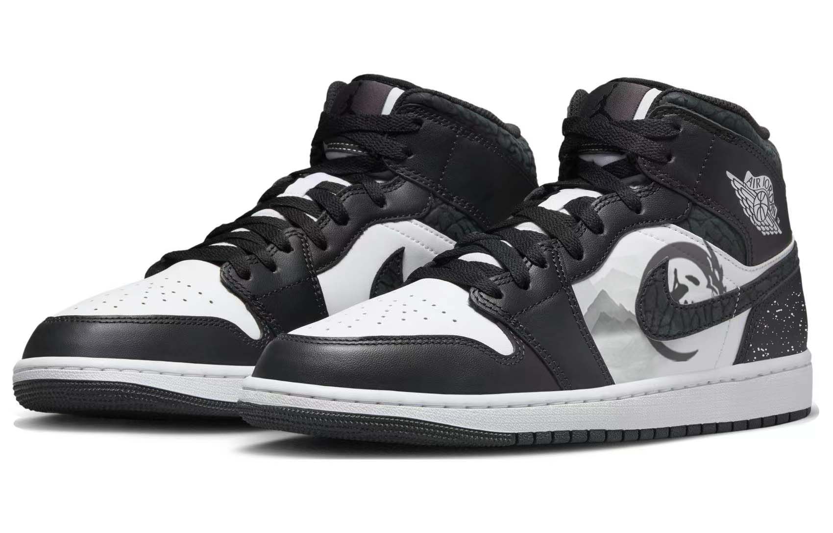 Lookbook 커스텀 에어 조던 1 미드 '잉크 용' (Custom 에어 조던1 미드 '잉크룡') FB9911-001(Team56-水墨龙)