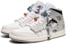 Shop 【訂製球鞋】Jordan Air Jordan 1 Mid 野鶴製造 水墨十八籽 特殊配飾 拼接麂皮 禮盒版 中筒 復古籃球鞋 男款 灰白