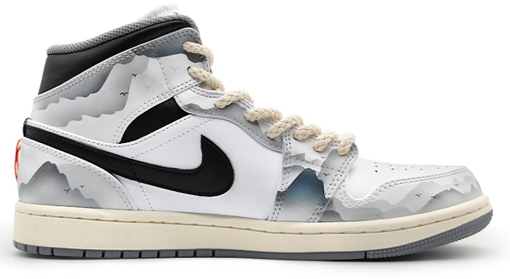 【定製球鞋】 Jordan Air Jordan 1 Mid 寒江孤影 配劍 可拆卸 水墨江南 江湖古風 低幫 復古籃球鞋 男款 黑白灰 Order 【定製球鞋】 Jordan Air Jordan 1 Mid 寒江孤影 配劍 可拆卸 水墨江南 江湖古風 低幫 復古籃球鞋 男款 黑白灰